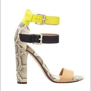 ZARA Python Colorblock Heeled Ankle Strap Sandals